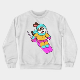 Dog as Skier with Ski & Scarf Crewneck Sweatshirt